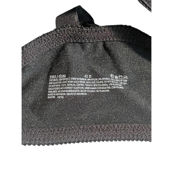 Bali Lift Bra 42D 3353 G188 Black 3 Tab Close So Comfortable Straps Silky Smooth - Picture 8 of 11